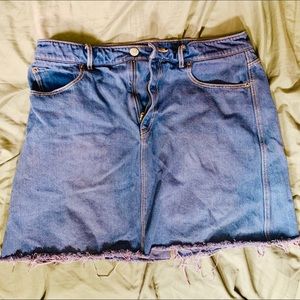 Violet dyed denim jean mini skirt